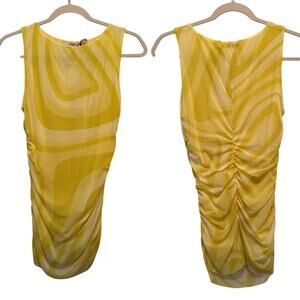 Fuzzi | Size XXL Sleeveless Top Ruching Back Stretch Spring Canary Yellow